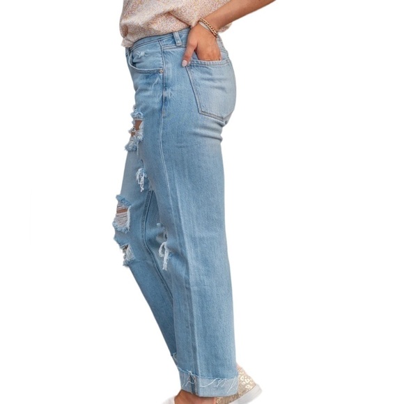 KANCAN Boyfriend Ripped Lightwash Jeans Distressed Size 24 NWT - Picture 2 of 16